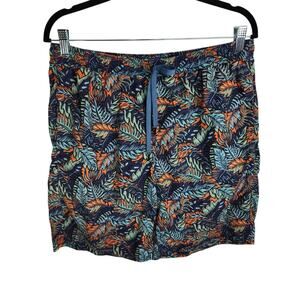 SAXX Cannonball 2n1 Ballpark Pouch Swim Trunks Men's Large Blue Tropics 9" Lined
